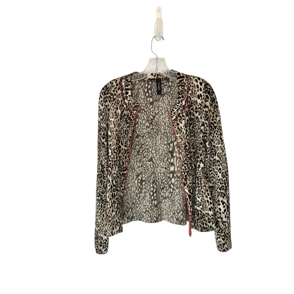 Marc Cain Cheetah Print Casual Stretch Long‎ Sleeve Open Front Cardigan Size 2